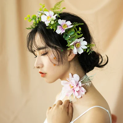 Pink Wreath JaneVini Круглый Свадебный венок Свадебные букеты розовые Искусственные цветы в корзинке невесты букет невесты шелковый цветочный букет молоток - Цвет: Pink Wreath