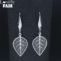 2022 leaf stainless steel black crystal drop earrings for women dangle earrings jewelry joyeria acero inoxidable mujer e4822s01
