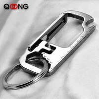qoong 2022 stainless steel keyrings edc multi function tool keychains with wrench bottle opener ruler key chain ring holder y83