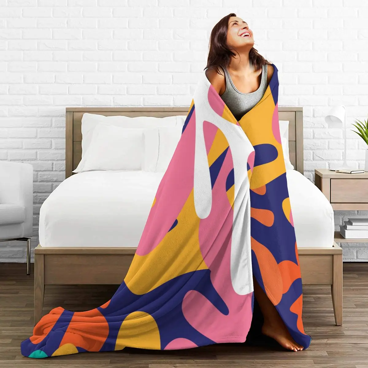 

Flannel Blanket Henri Matisse Shapes Colorful Light Thin Mechanical Wash Warm Soft Blankets Throw on Sofa Bed Travel Patchwork