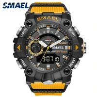 smael fashion mens sport watches shock resistant 50m waterproof wristwatch led alarm stopwatch clock military watches men 8040