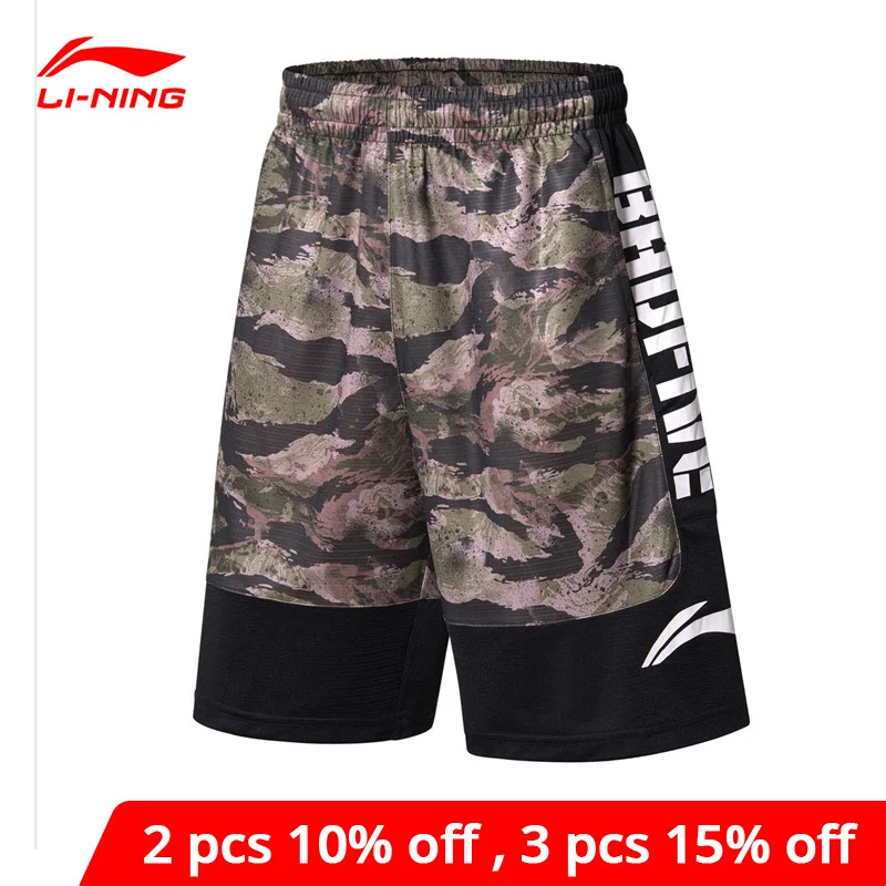 Мужские шорты для баскетбола Li Ning свободные дышащие из полиэстера с подкладкой