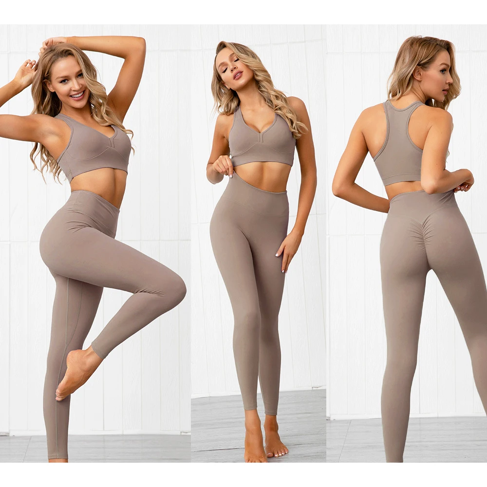 

Комплект для йоги, бесшовная женская спортивная одежда, костюм для йоги, одежда для фитнеса и йоги, женские костюмы для тренажерного зала, одежда для тренировок и бега с V-образным вырезом