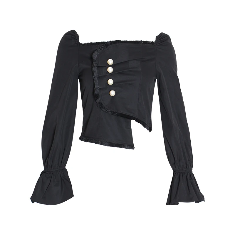 Женская Асимметричная блузка TWOTWINSTYLE Весенняя с открытыми плечами квадратным