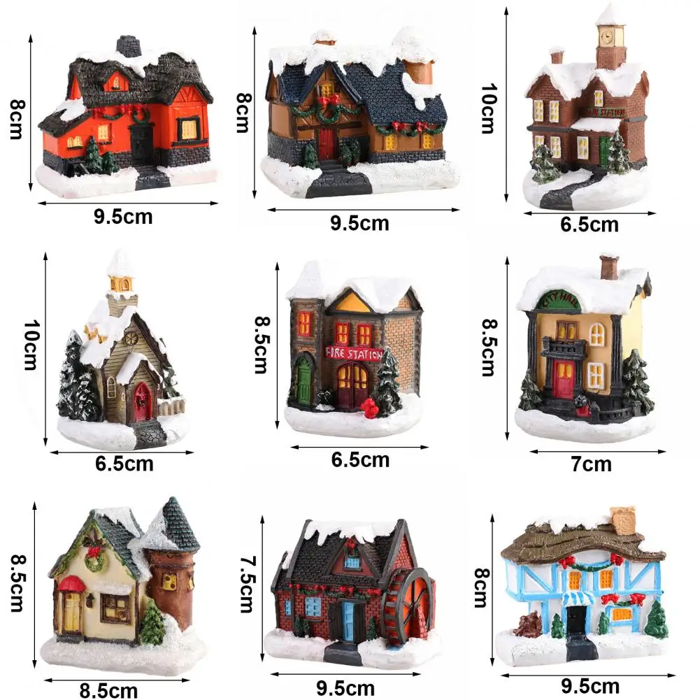 christmas scene village houses town decoration with warm white led light 2021 xmas christmas ornament kids gift for home decor free global shipping