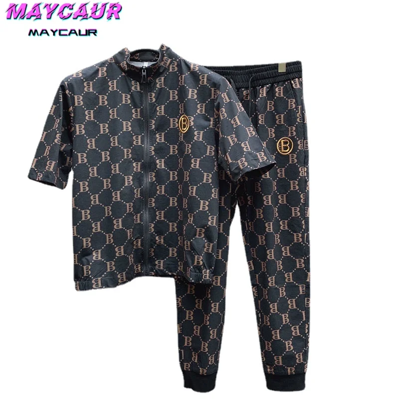 Костюм мужской летний из двух предметов повседневный спортивный костюм с