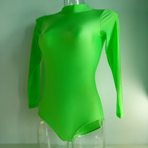 Light Green Телесный нейлон/лайкра с длинным рукавом черепаха-Шея молния сзади балетный купальник боди для девушек и женщин - Цвет: Light Green