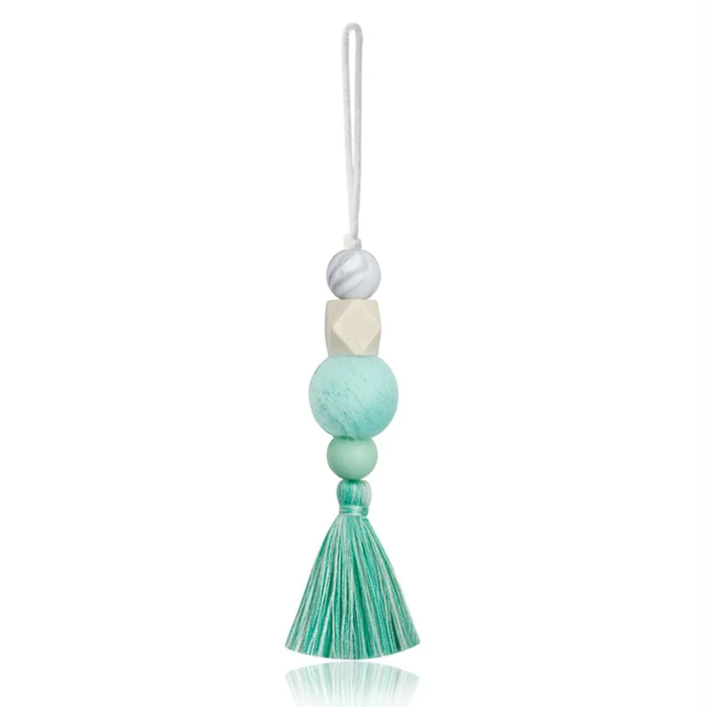 

20.7CM Natural Wood Felt Beads With Tassels Car Rearview Mirro Pendant Perfume Diffuser Absorb Fragrance Decorate Pendant