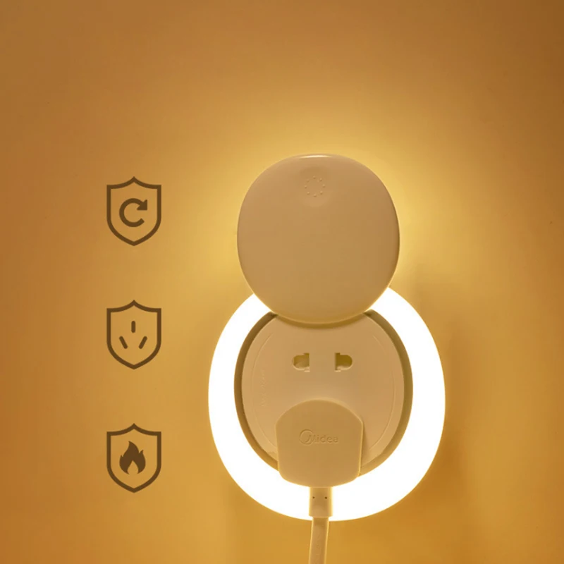 Remote Control Induction Night Light Bedroom Bedside Plug Plug-in Energy Saving White Fireproof Material Corridor Warm | Лампы и