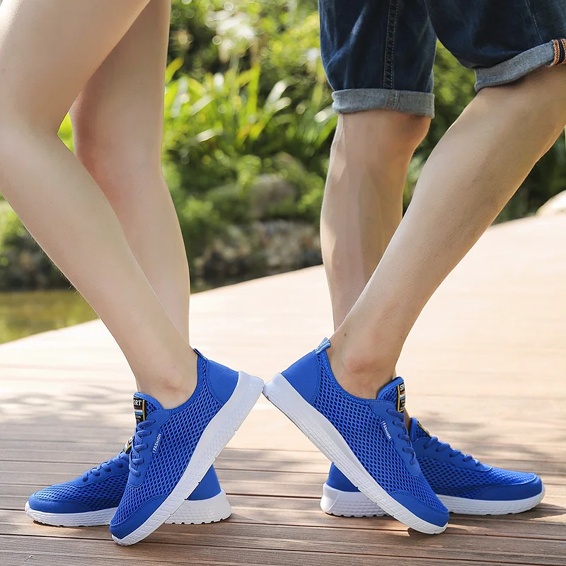 PULOMIES Summer Men Casual Shoes Tennis Breathable Mesh Sneakers Sport Light Couple 50 Plus Size |