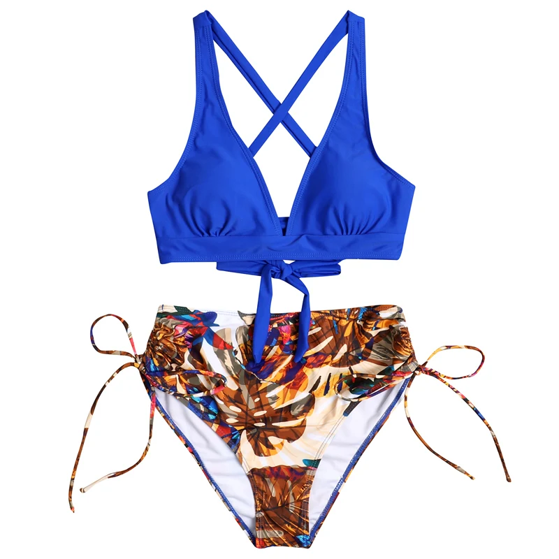 

Drawstring Strap Summer Bikinis Women Ruffles Sexy V Neck Swimsuit Set Push Up Swimwear Female 2021 New Swimming Bathing Suits