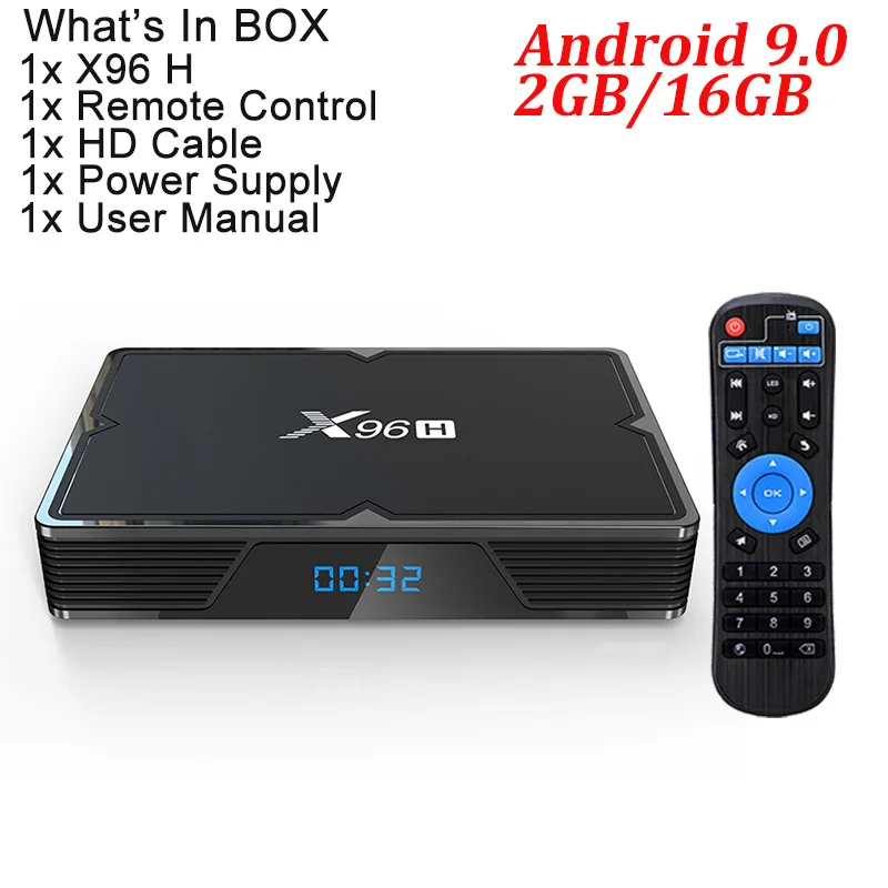 2G 16G X96H Smart tv BOX Android 9,0 4 ГБ 32 ГБ 64 Гб Allwinner H603 1080P 4K wifi медиаплеер Netflix Youtube 2 Гб 16 Гб телеприставка - Цвет: 2G 16G