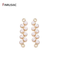 handmade diy jewelry making material 14k gold plated copper metal inlay pearl beads connector pendant for jewellery making part