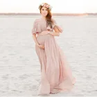 Женское однотонное платье с открытыми плечами и оборками для беременных