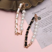 new diy mobile phone case jewelry leather mobile phone anti fall pearl bracelet fashion female mobile phone chain accessories