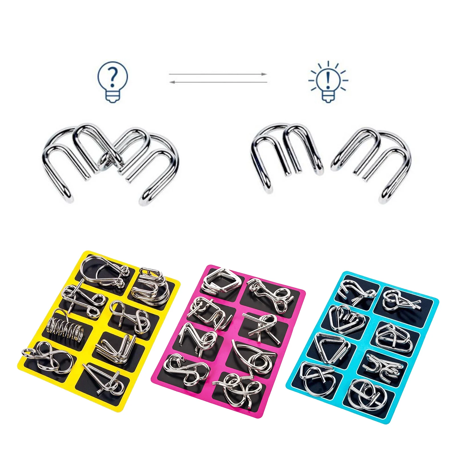 

Metal Wire Puzzles Brain Teaser Metal Nail Puzzle IQ Test Adults Fidgeting Pastime Anti-Stress Reliever Toys