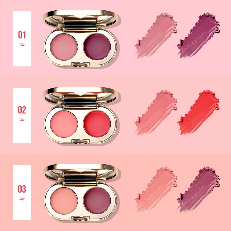 Двухцветные румяна кремовая палитра осветляющая кожу долговечный блеск