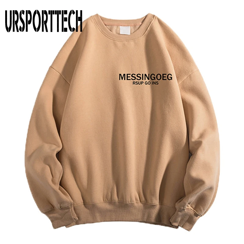 

URSPORTTECH Hoodies Men Sweatshirt Autumn Winter 2020 New Fashion Fleece Hoodie Sweatshirt Men O Neck Long Sleeve Loose Pullover