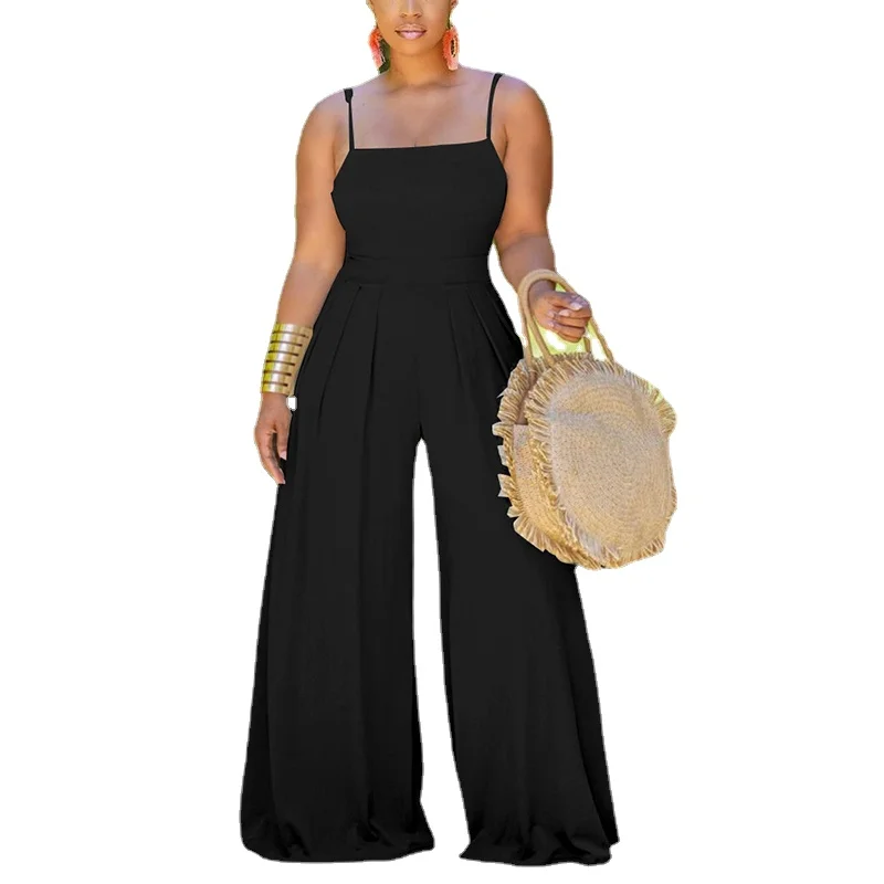 

Комбинезон женский слитный с широкими штанинами, пикантный свободный Ромпер без рукавов, Клубная одежда, вечерняя одежда, наряды