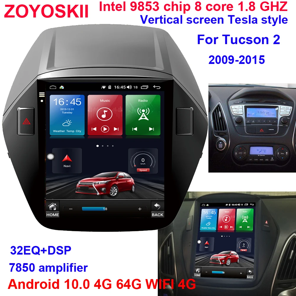 ZOYOSKII Android 10 4 дюймов вертикальный экран автомобильный gps стерео радио bluetooth
