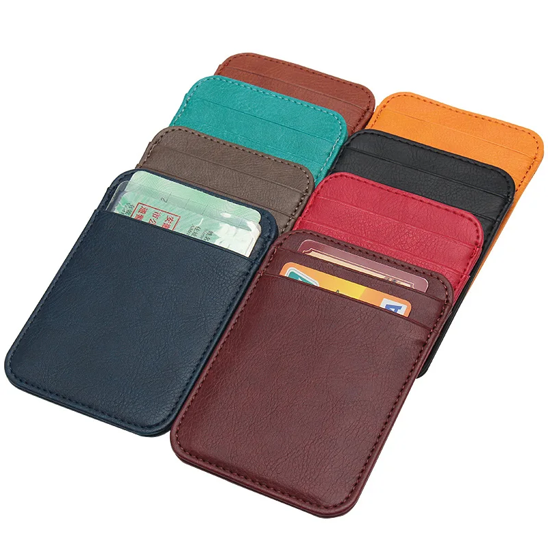 

Mini Credit Card Holder Pu Leather Thin Women Men Cash Business Driver License Wallet Pocket Pouch Money Bag Small Coin Purse