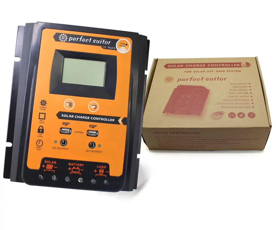 12V 24V 70A PWM Интеллектуальный солнечный регулятор заряда с ЖК-дисплеем USB выход для литиевой и свинцово-кислотной батареи