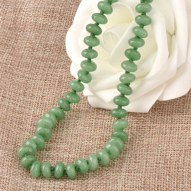 Зеленый Халцедон 5x8 мм колеса браслет из ожерелья и бисера ручной работы DIY