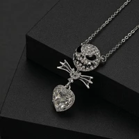 stainless steel crystal zircon skull jack pendant necklace heart shape wing pendant movie jewelry punk fashion quality necklace