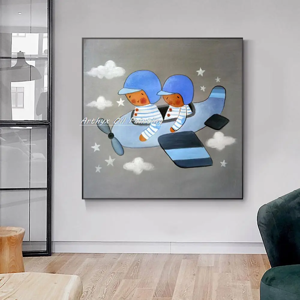 Arthyx ручная роспись мультфильм пилот картина маслом на холсте Современная