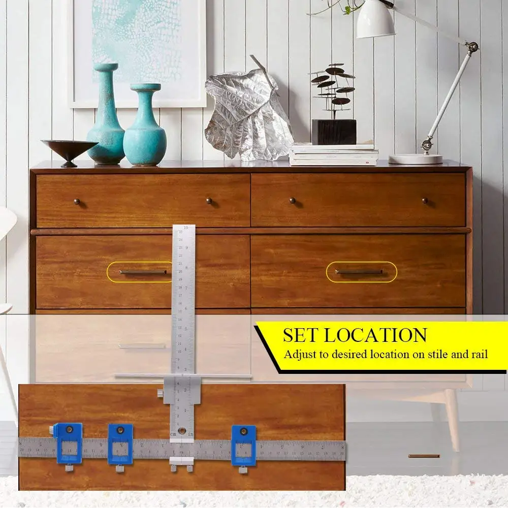 

English/MetricCabinet Hardware Jig for Handles and Knobs on Doors and Drawer Fronts,Fastest and Most Accurate Knob & Pull J