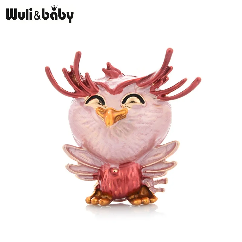 Женская металлическая брошь Wuli &amp baby в виде улыбающейся совы 4 цвета Подарочная