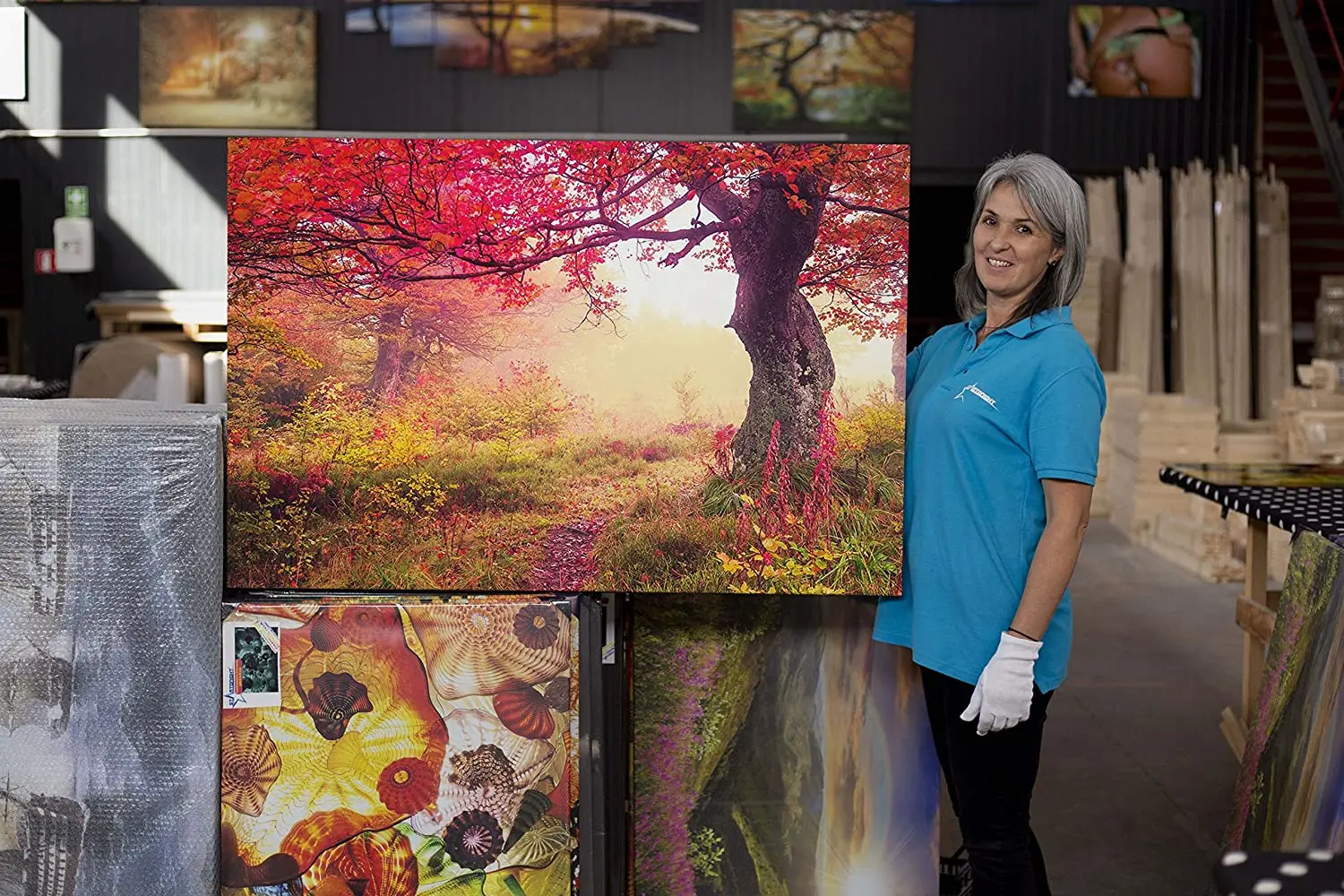 Животное холст стена искусство Сказочный Landcape в красном лесу|Рисование и