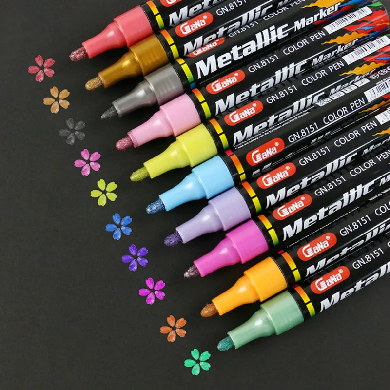 

Color Metal Marker Water Based Black Card Paint High Gloss Pen DIY Album Signature Pen Highlighter Stationery