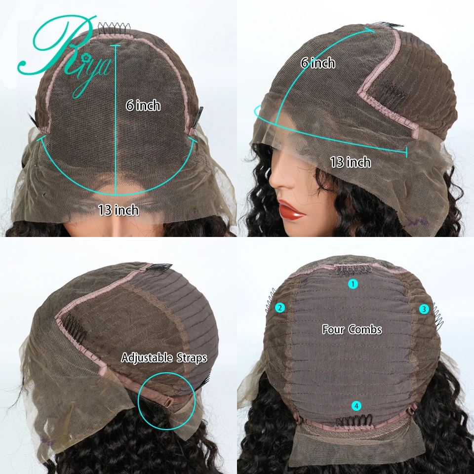 Riya 13X6 Curly Lace Front Human Hair Wigs For Women Brazilian Remy Hair Glueless Lace Wig Pre-Plucked Hairlline With Baby Hair