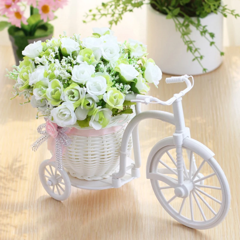 

Birthday Gift P20 artificial rose rattan vase + flowers meters spring scenery rose artificial flower set home wedding decoration