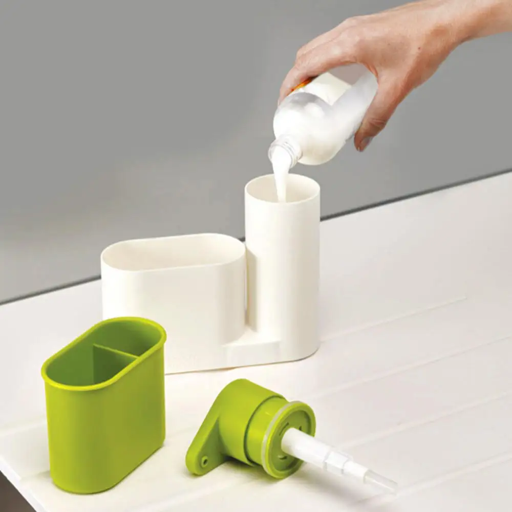 

Pump & Sponge Holder Liquid Soap Dispenser Kitchen Sink Tidy Organizer Sponge Drain Storage Rack Multifunction
