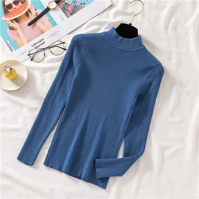 Blue Duckwaver Толстая Водолазка Теплый женский свитер осень зима вязаный Femme Pull высокая эластичность мягкие женские пуловеры свитер - Color: Blue