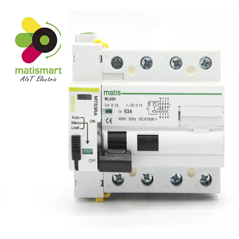Matismart MT53RA 4P RCCB 63A 100ma recluser с дистанционным сухим контактом|Автоматические