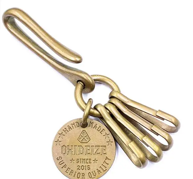 

Vintage Collectable Golden Solid Brass Key Hooks Keychain With 3 Quick-opening Hook