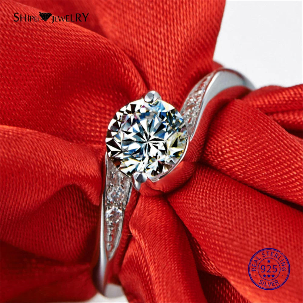 Женское кольцо из серебра 100% пробы с муассанитом 2 карата|Кольца| |