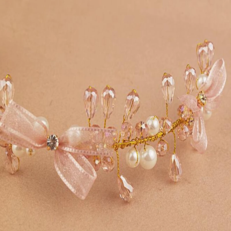 Модный новый корейский вариант ins невесты розовый Кристалл головная повязка