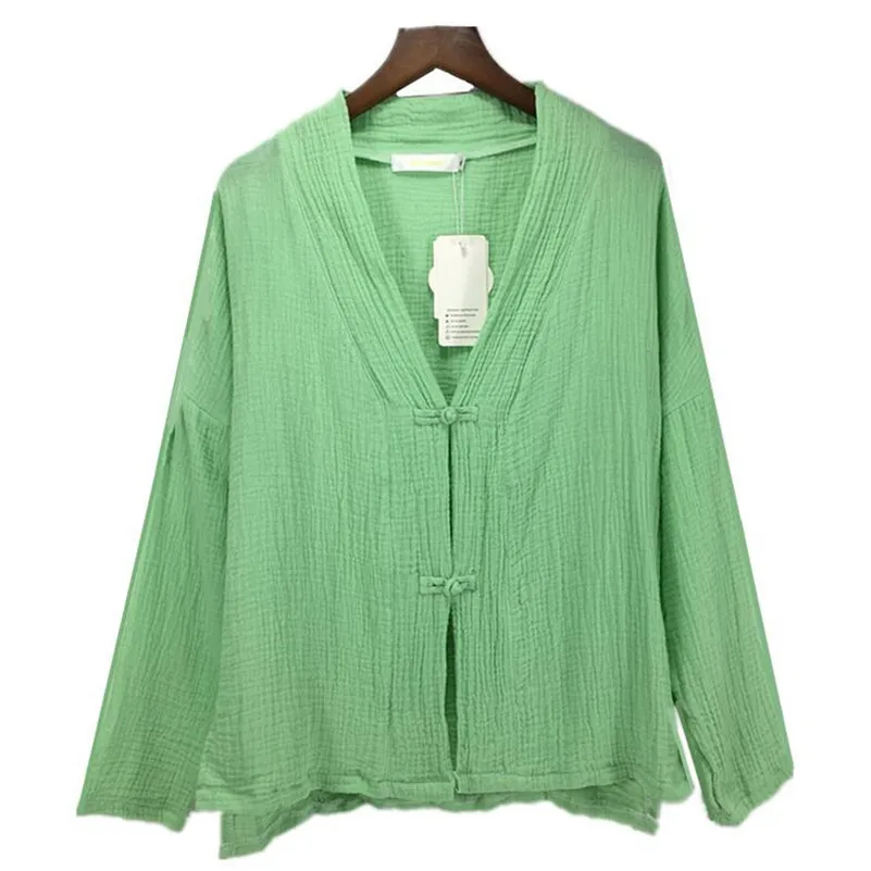 Женская блузка с длинным рукавом из хлопка и льна |