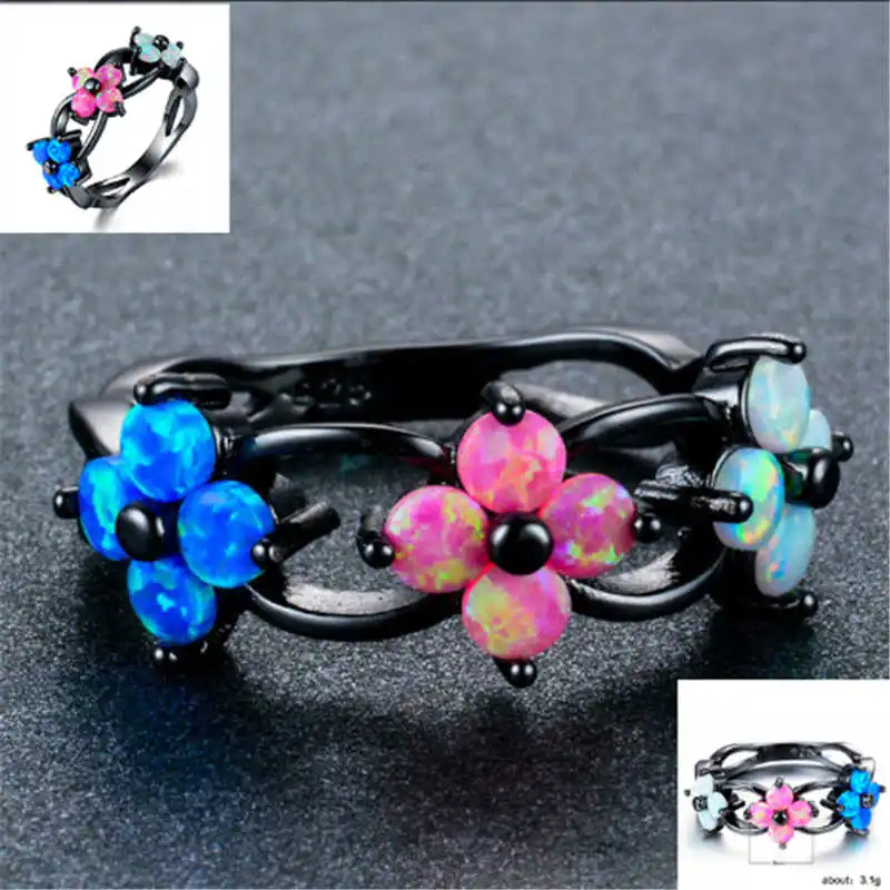 Женское кольцо с опалом австралийское цветком сокровищ для женщин|Обручальные