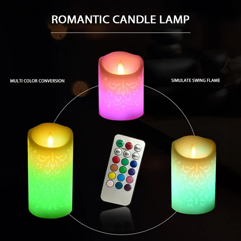 

HOT Multiple Color Light Changing LED Wax Candle with RGB Remote Wedding Led Christmas New Year Candle Led