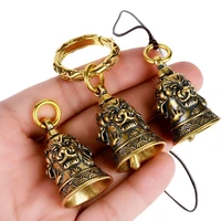 retro brass handicraft lion die casting drop magic bell key car button bronze bell good luck creative gift decoration pendant