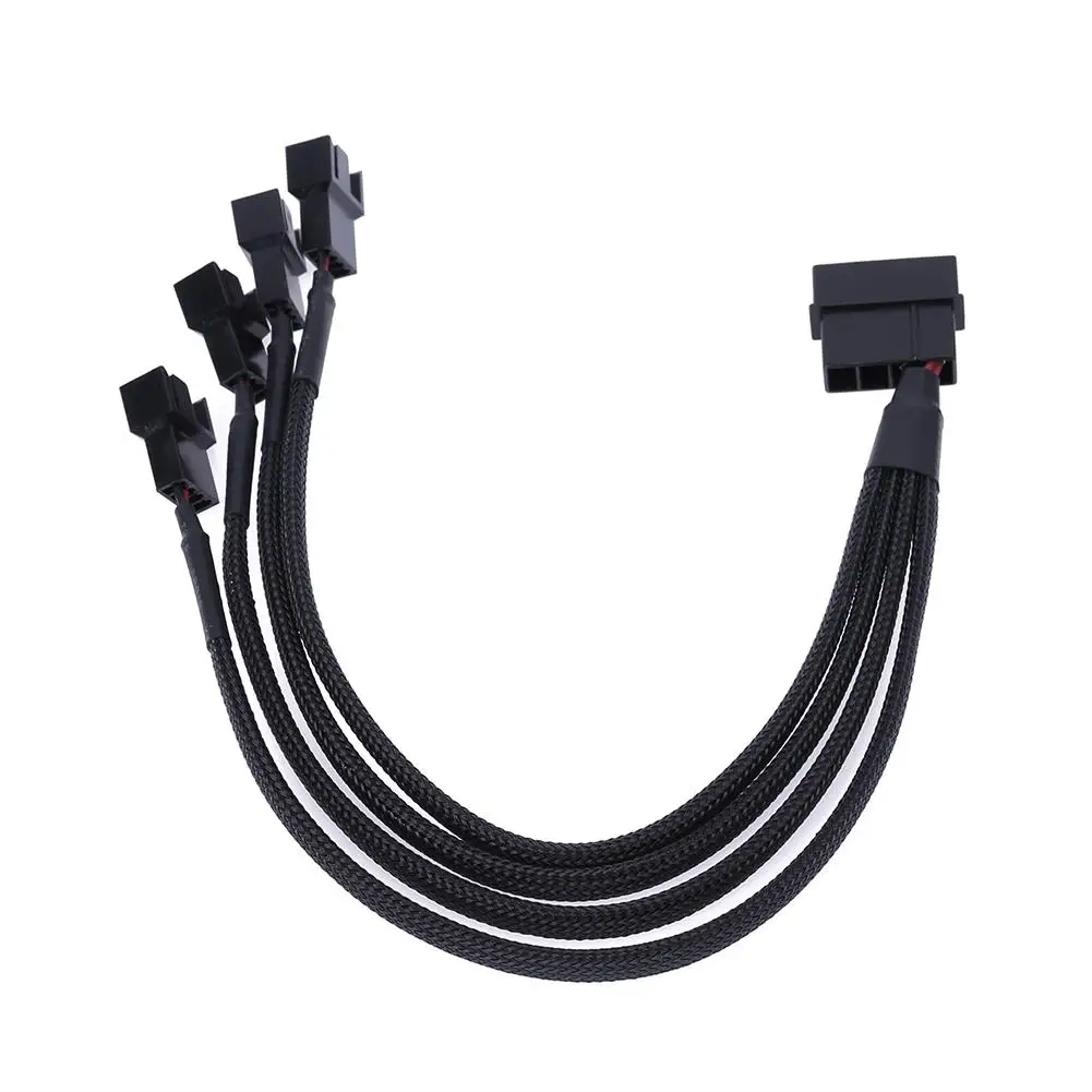 

4-контактный IDE Molex к 4-портовому 3Pin/4pin кабелю питания, черная втулка, охлаждающий шнур питания, штепсельная вилка, охлаждающий провод для ПК