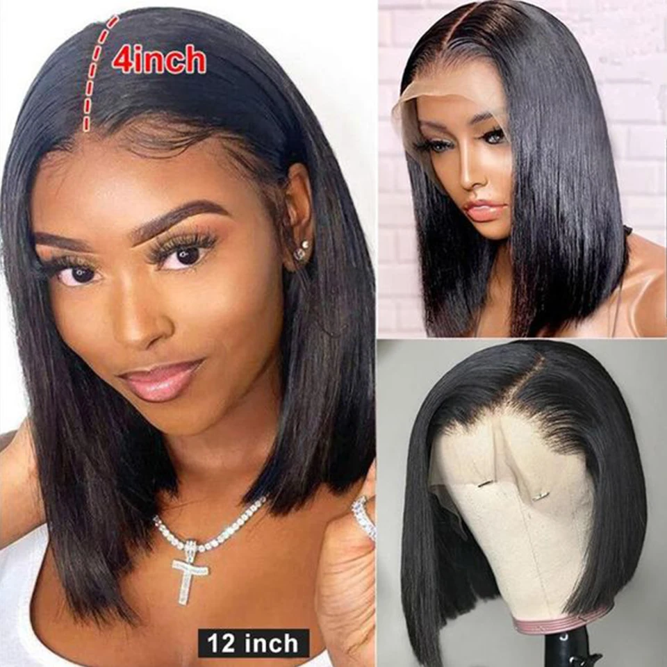

Short Bob Wig Bone Straight Human Hair Wigs for Black Women Pre-Plucked Lace Closure Wig Brazilian Hair Lace Wigs 150% Denisty