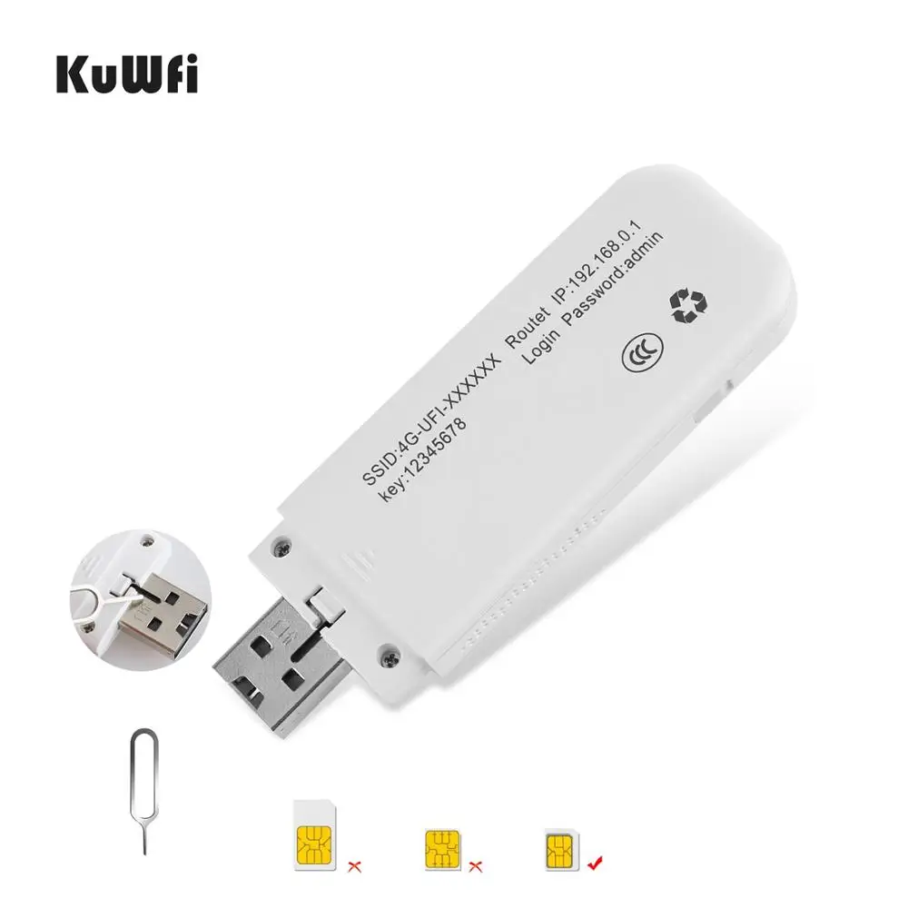 KuWFi 4G LTE USB модем Cat 4 150 Мбит/с сеть 3G/4G ключ универсальный разблокированный SIM Wifi