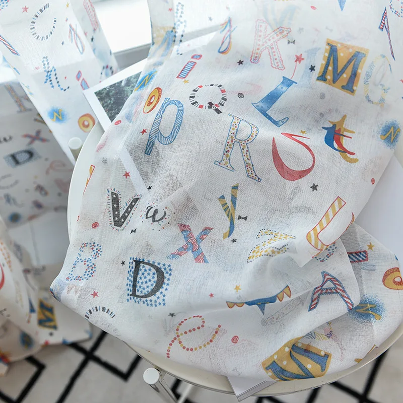Modern Minimalist Cute Curtains for Kids Cartoon Alphabet Print Baby Children Living Dining Room Boys Girls Bedroom | Дом и сад