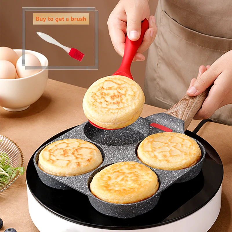 

Aluminum Alloy Wooden Handle Non-Stick Frying Pan Thickened Omelette Egg Pancake Ham Breakfast Machine Kitchen Cooking Supplies